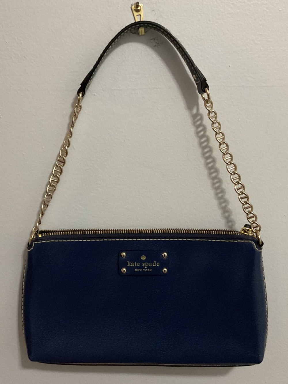 Kate Spade Wellesley Byrd Shoulder Bag in Deep Navy Blue Pebbled Leather